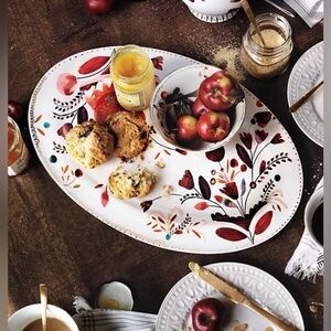 Anthropologie NWT Giant Harvest Foliage Stoneware Platter